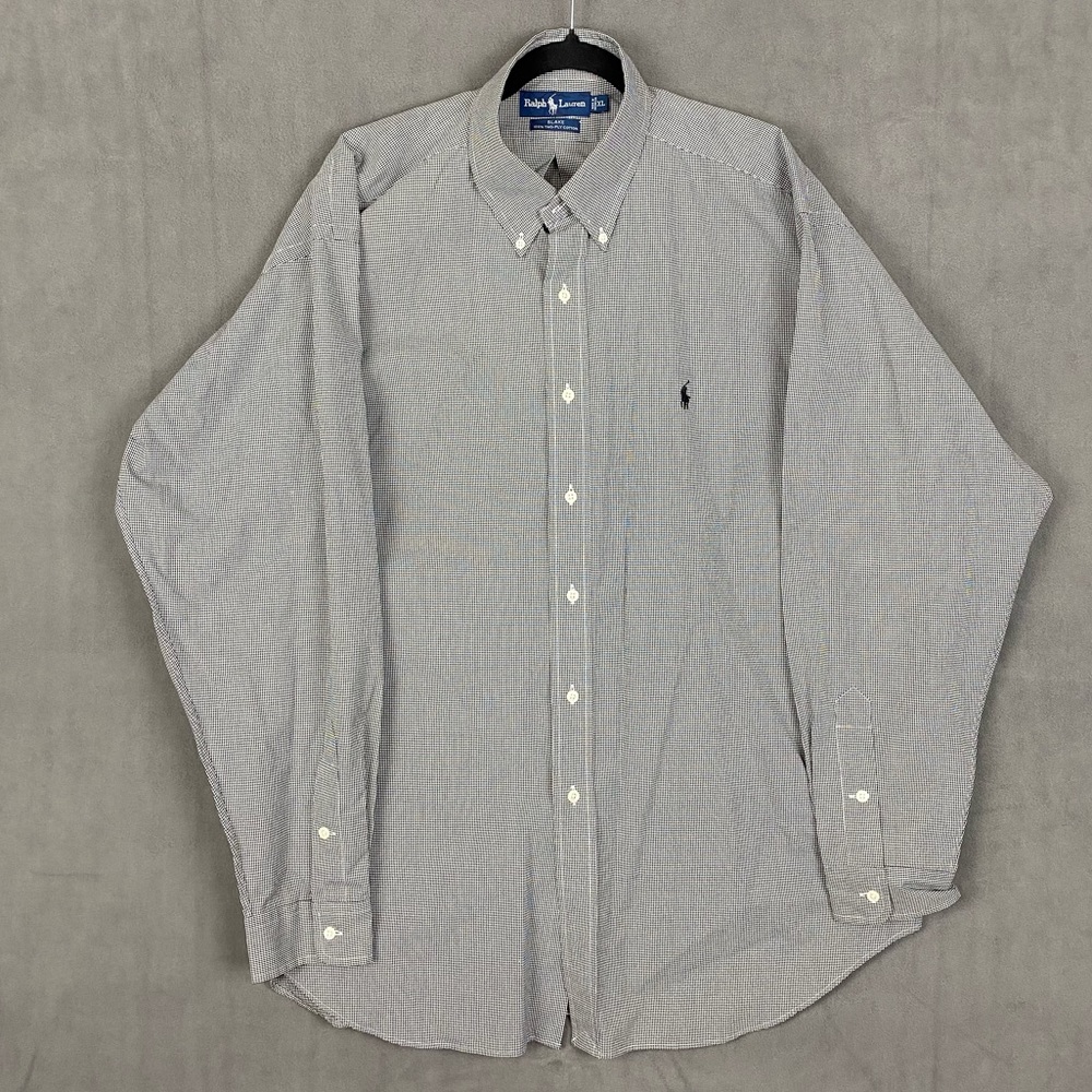 Ralph Lauren Men's XL Blake Two-Ply Cotton Small Check Button Down Long Sleeve